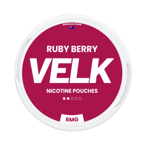 Velk Ruby Berry - 6mg snus packaging displaying a refreshing burst of berry flavor.